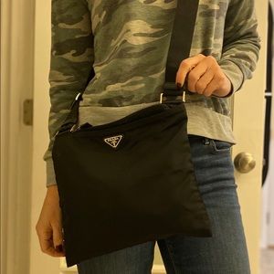 Authentic Prada black tessuto nylon crossbody bag